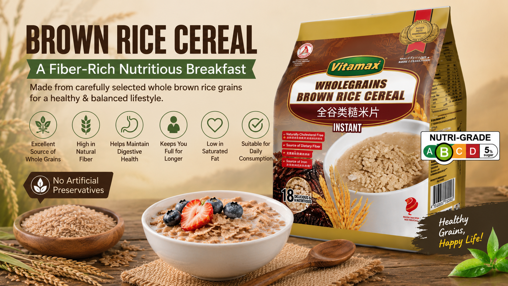 Brown Rice Cereal  A Fiber-Rich Nutritious Breakfast